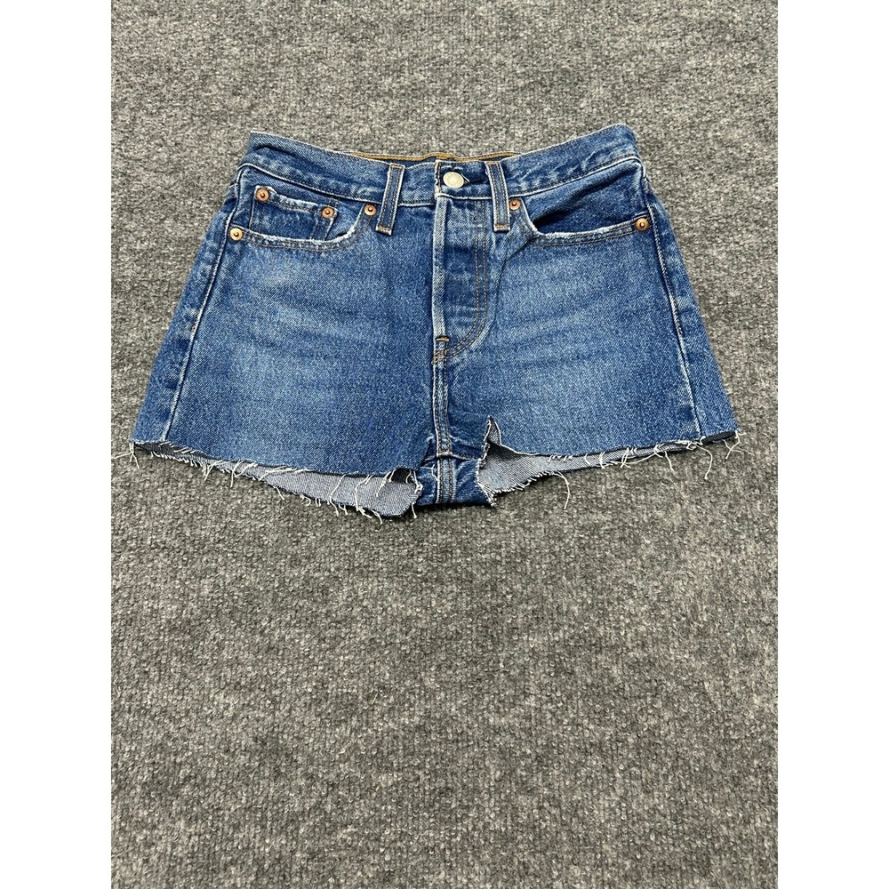 Levi's Denim Shorts Womens Size24 Blue Wedgie Straight High Waist Raw Hem Cutoff